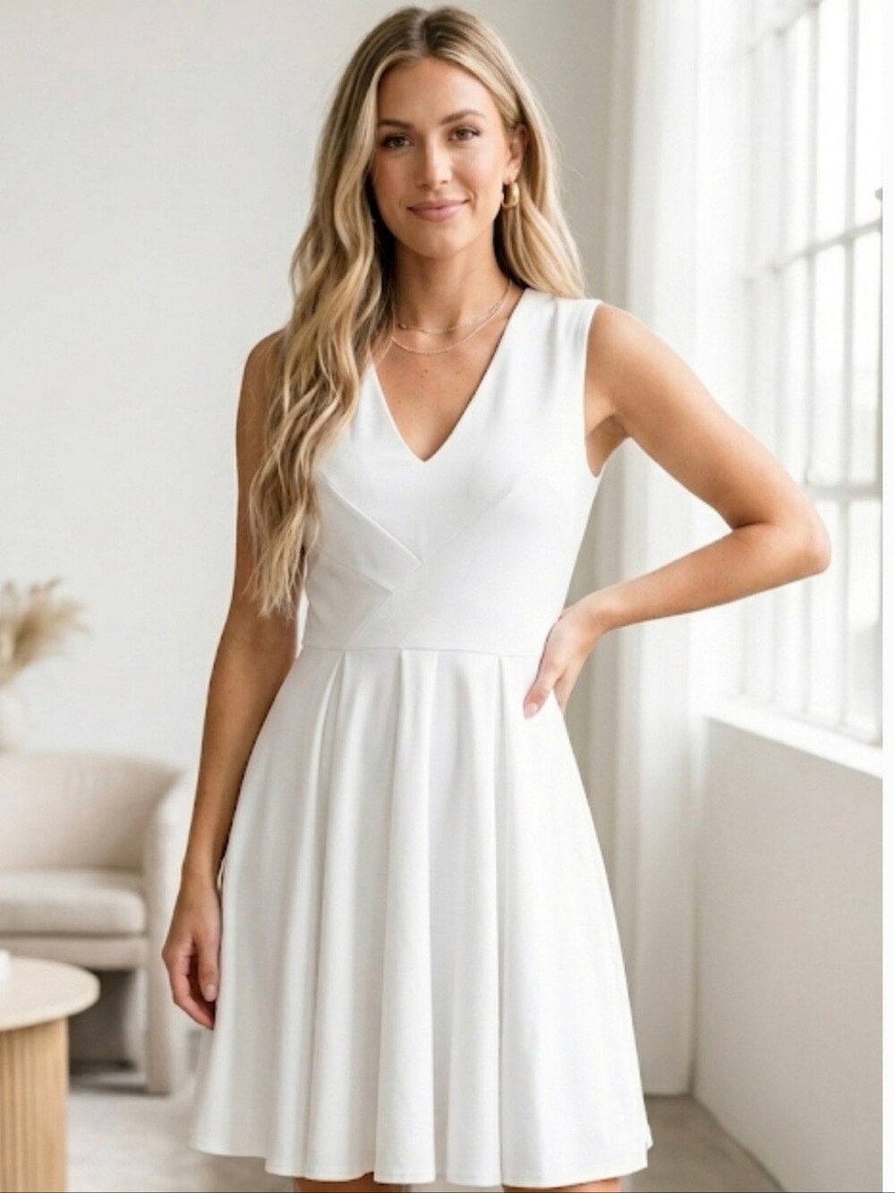 NEW sz 6 white fit flare white dress. WHBM